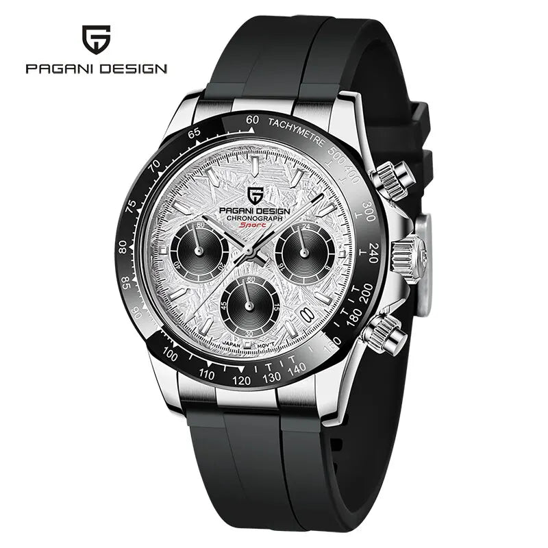 PAGANI DESIGN V2 40mm Men's Quartz Chronograph Watch – Sapphire Crystal, Stainless Steel, 100M Water Resistant