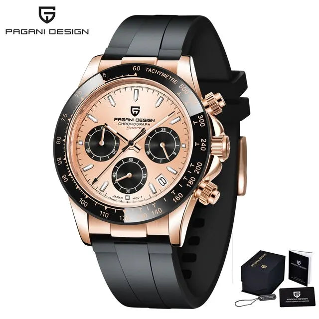 PAGANI DESIGN V2 40mm Men's Quartz Chronograph Watch – Sapphire Crystal, Stainless Steel, 100M Water Resistant