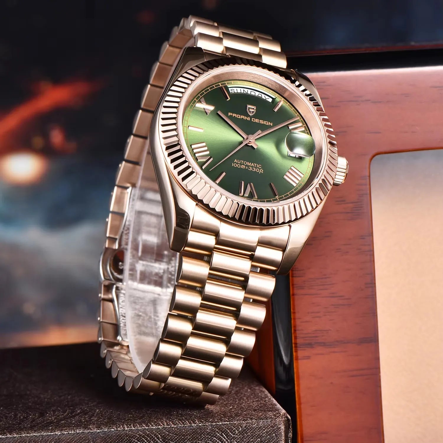 PAGANI DESIGN DD36 Automatic Watch – Rose Gold Green Dial