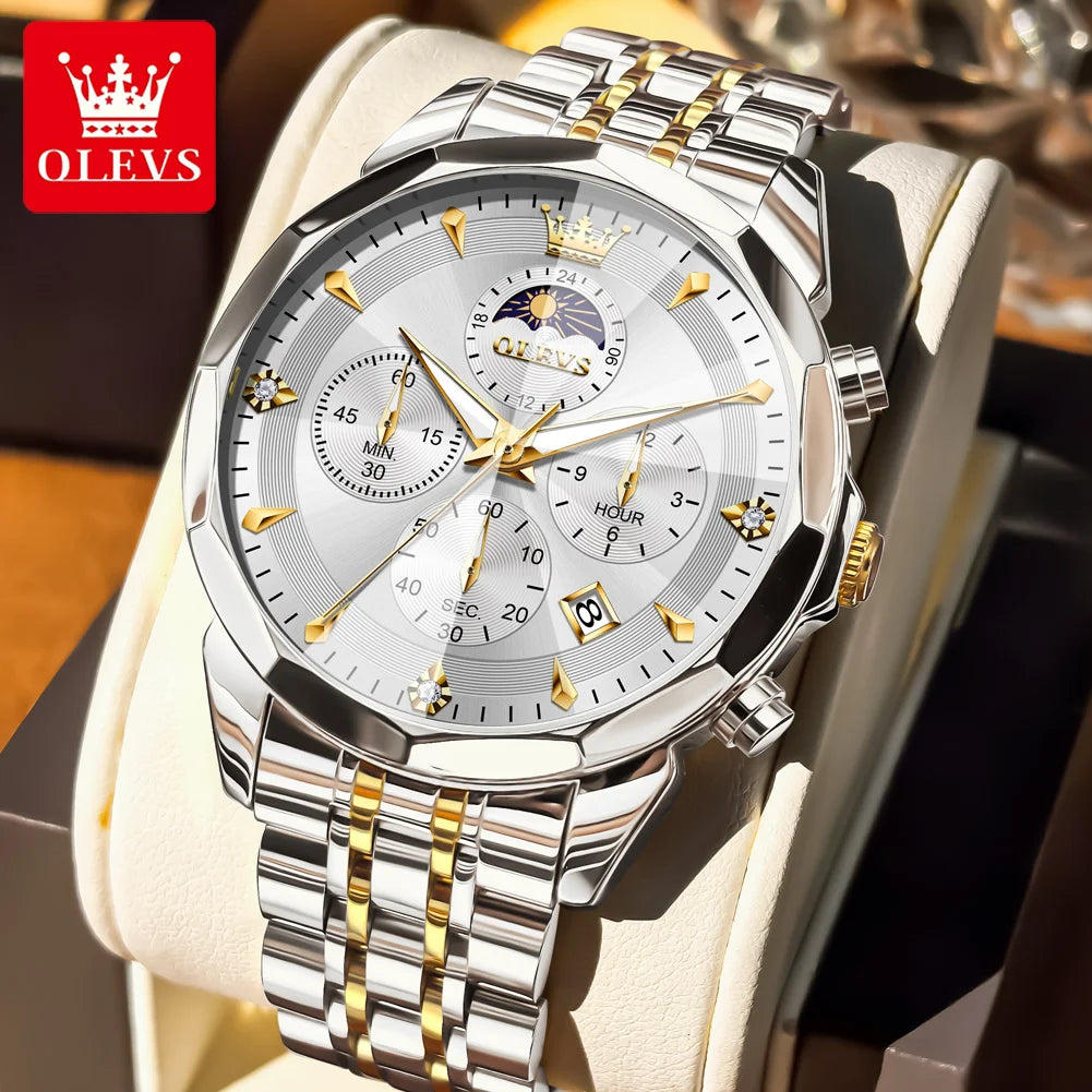 OLEVS 3673 Unisex Moon Phase Chronograph Watch