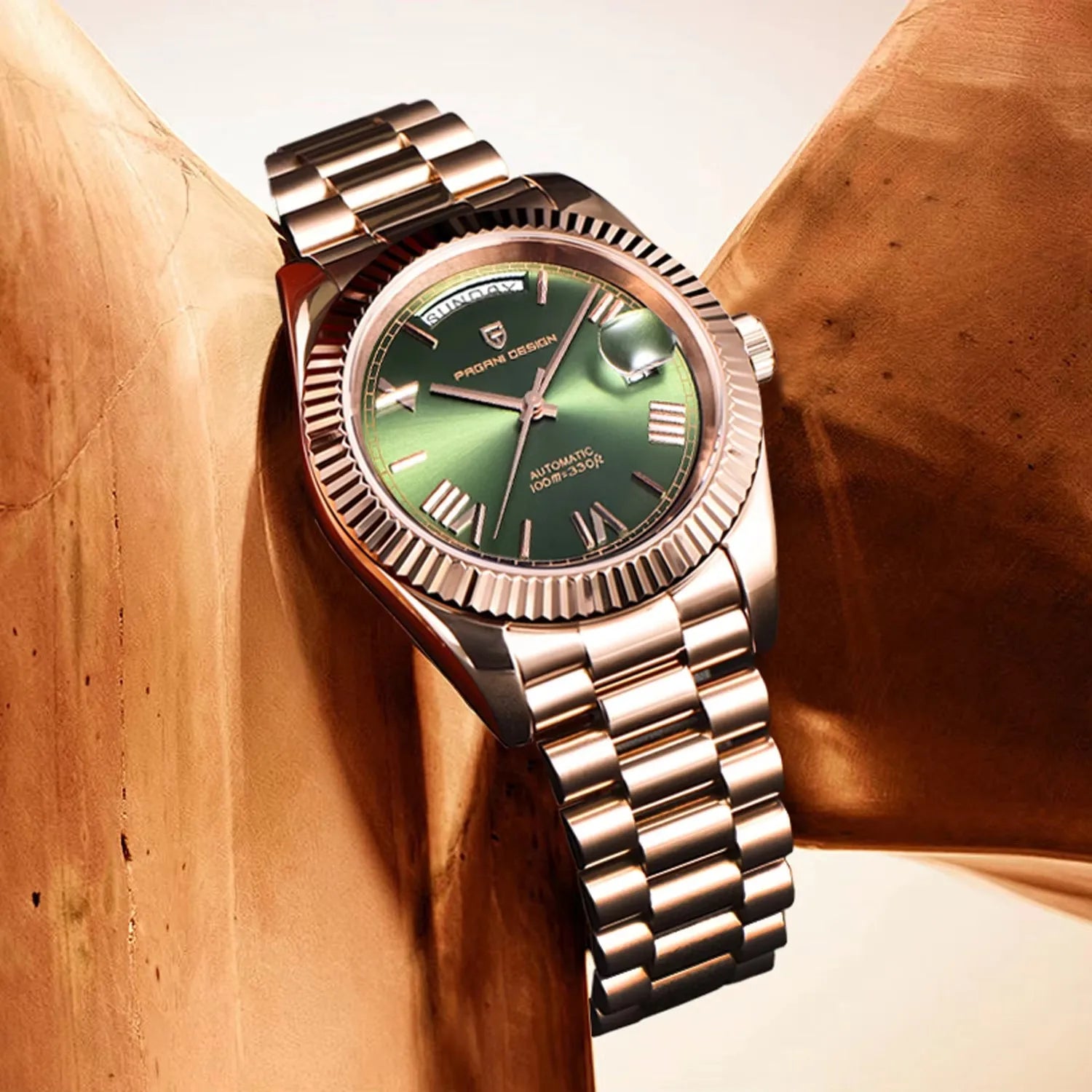 PAGANI DESIGN DD36 Automatic Watch – Rose Gold Green Dial
