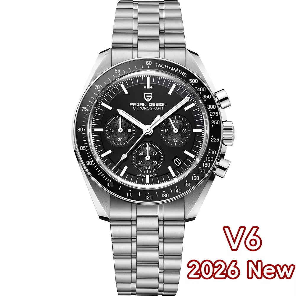 PAGANI DESIGN 1701 Moon Chronograph Watch Men VK63 Sapphire Crystal 100M