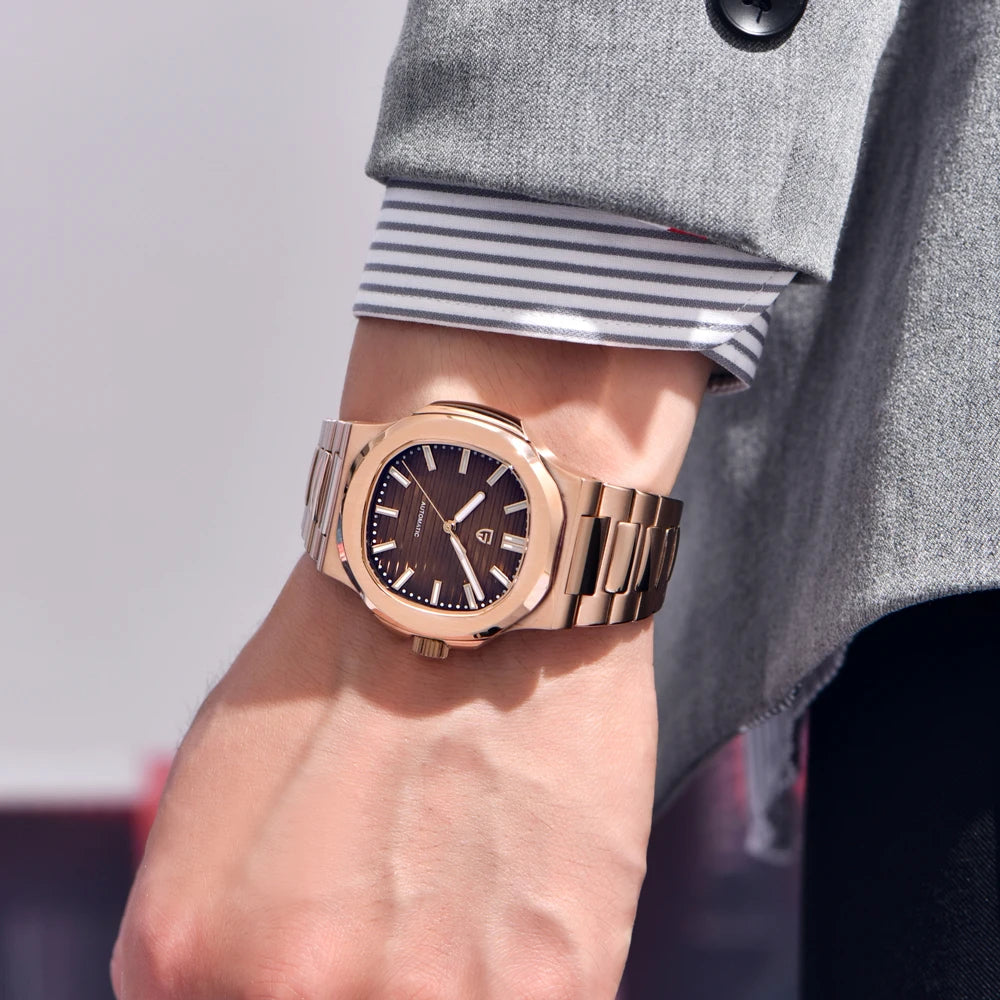 PAGANI DESIGN Rose Gold Automatic Watch – Sapphire Crystal 100M