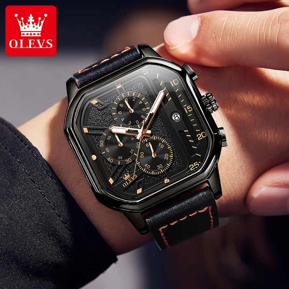 OLEVS 9950 Square Chronograph Watch - Classy Versatility