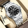POEDAGAR Square Men's Quartz Watch – Stainless Steel