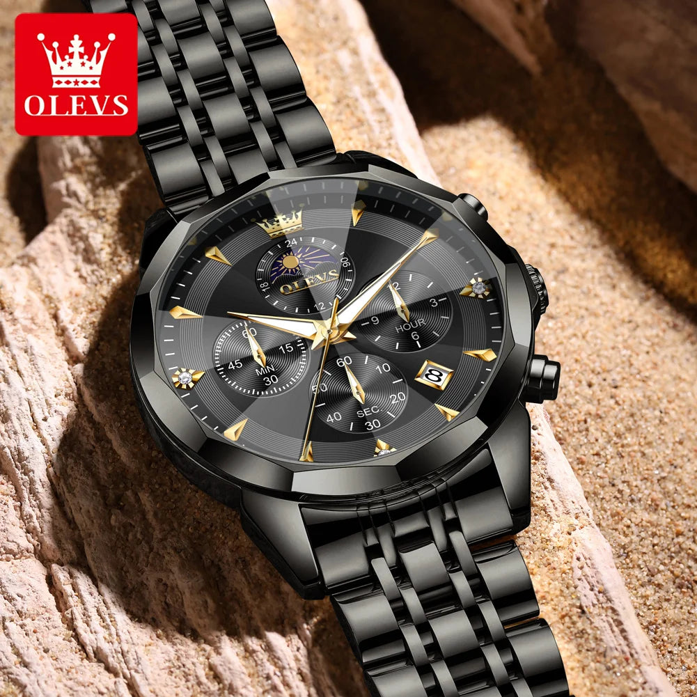 OLEVS 3673 Unisex Moon Phase Chronograph Watch